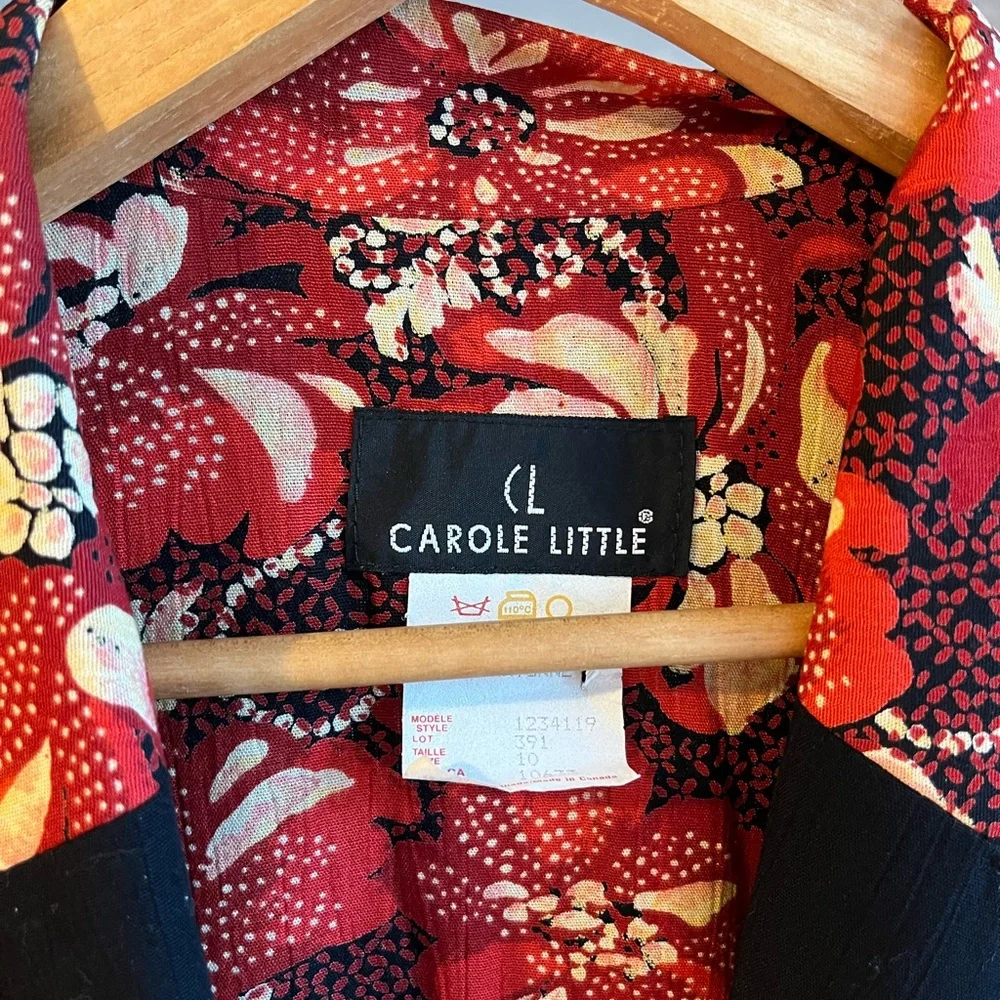 Carole Little western jacket floral Blazer boho cowboy conch leather vintage M - Picture 3 of 7